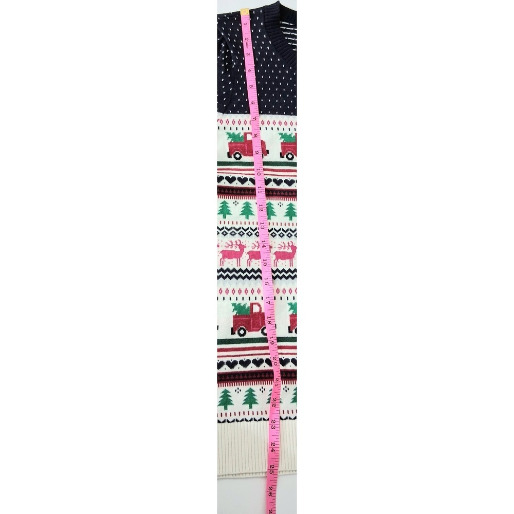 Talbots Sweater Women's Size Large Fair Isle Puff Shoulder Christmas Tree Truck - Picture 9 of 9
